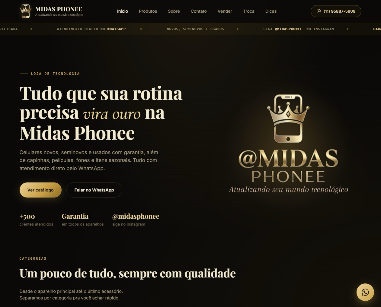 Print do site Midas Phonee